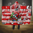 Dolphins Rugby Merry Christmas Hooded Blanket Indigenous Australian Art