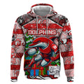 Custom Dolphins Rugby Merry Christmas Hoodie Indigenous Australian Art