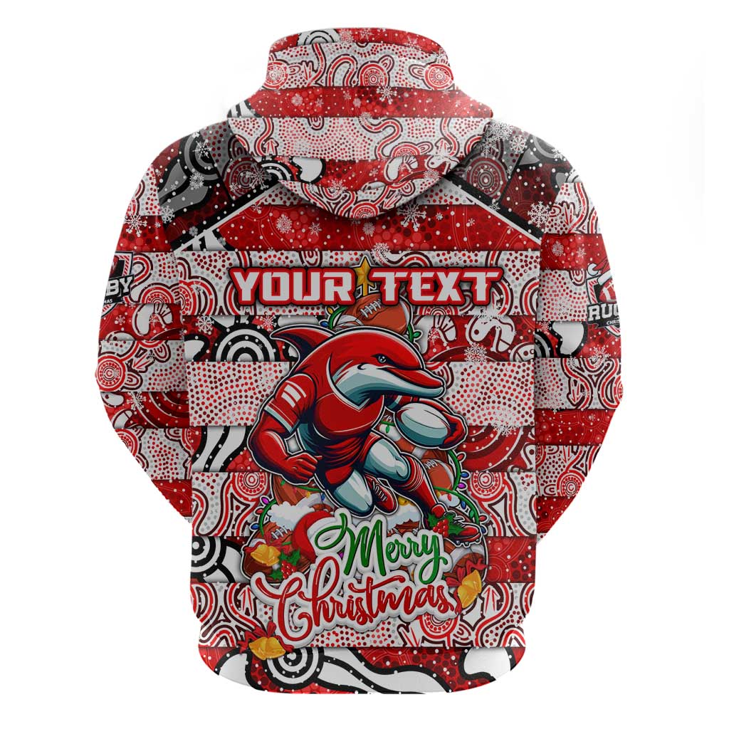 Custom Dolphins Rugby Merry Christmas Hoodie Indigenous Australian Art
