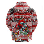 Custom Dolphins Rugby Merry Christmas Hoodie Indigenous Australian Art