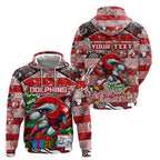 Custom Dolphins Rugby Merry Christmas Hoodie Indigenous Australian Art