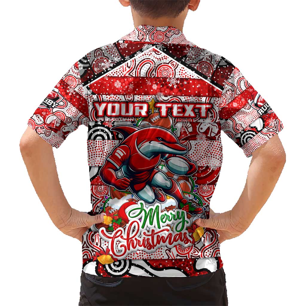 Custom Dolphins Rugby Merry Christmas Kid Hawaiian Shirt Indigenous Australian Art