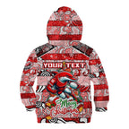 Custom Dolphins Rugby Merry Christmas Kid Hoodie Indigenous Australian Art