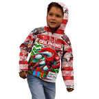Custom Dolphins Rugby Merry Christmas Kid Hoodie Indigenous Australian Art