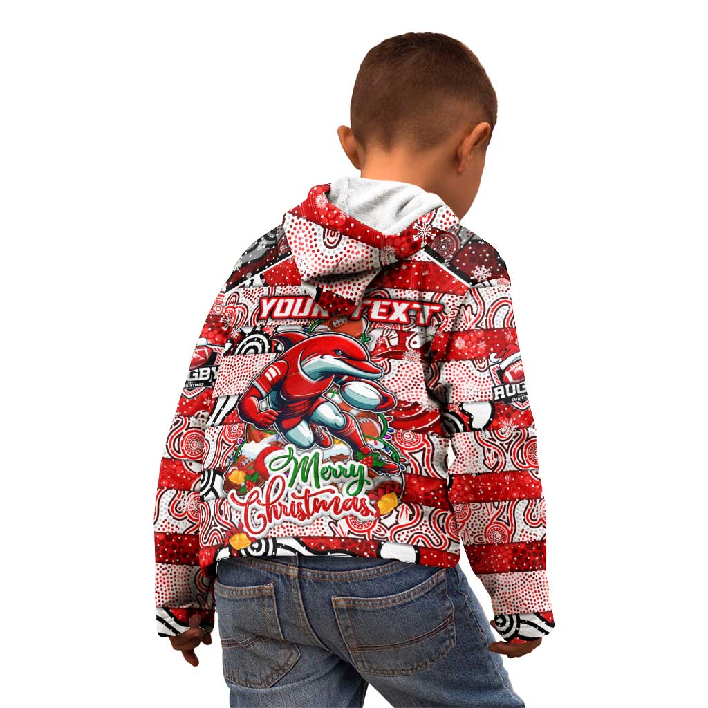 Custom Dolphins Rugby Merry Christmas Kid Hoodie Indigenous Australian Art