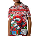 Custom Dolphins Rugby Merry Christmas Kid Polo Shirt Indigenous Australian Art