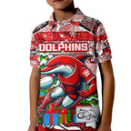 Custom Dolphins Rugby Merry Christmas Kid Polo Shirt Indigenous Australian Art