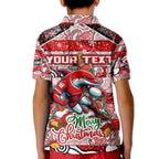 Custom Dolphins Rugby Merry Christmas Kid Polo Shirt Indigenous Australian Art