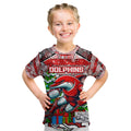 Custom Dolphins Rugby Merry Christmas Kid T Shirt Indigenous Australian Art