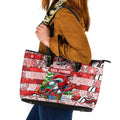 Dolphins Rugby Merry Christmas Leather Tote Bag Indigenous Australian Art