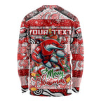 Custom Dolphins Rugby Merry Christmas Long Sleeve Shirt Indigenous Australian Art