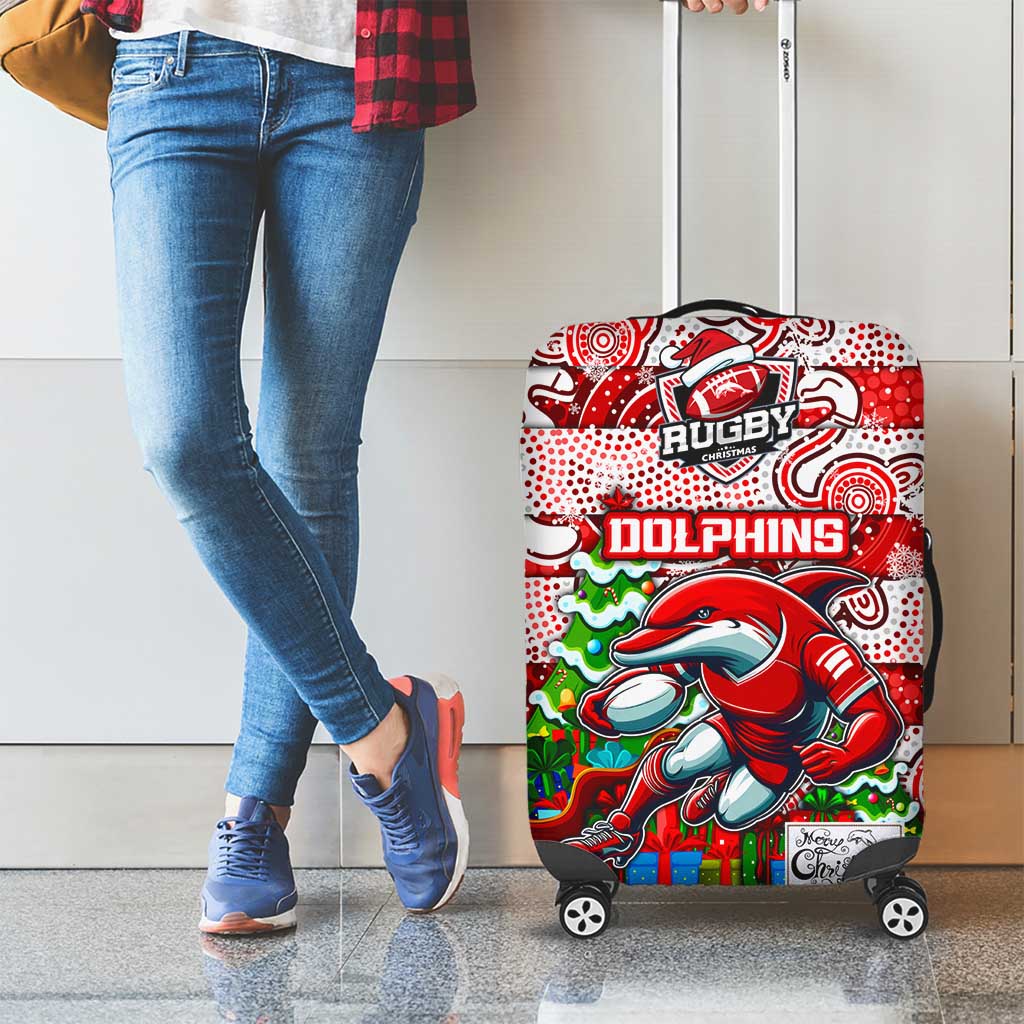 Dolphins Rugby Merry Christmas Luggage Cover Indigenous Australian Art