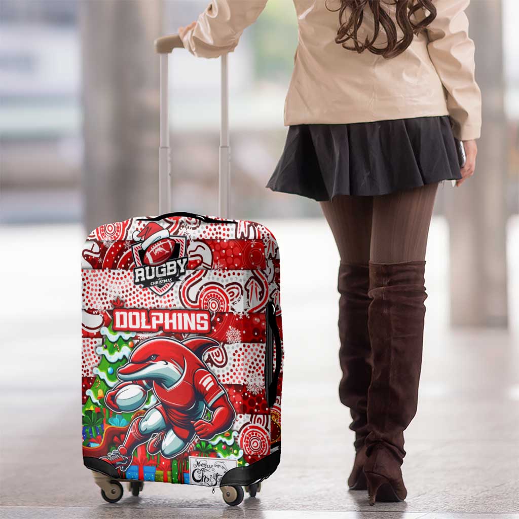 Dolphins Rugby Merry Christmas Luggage Cover Indigenous Australian Art