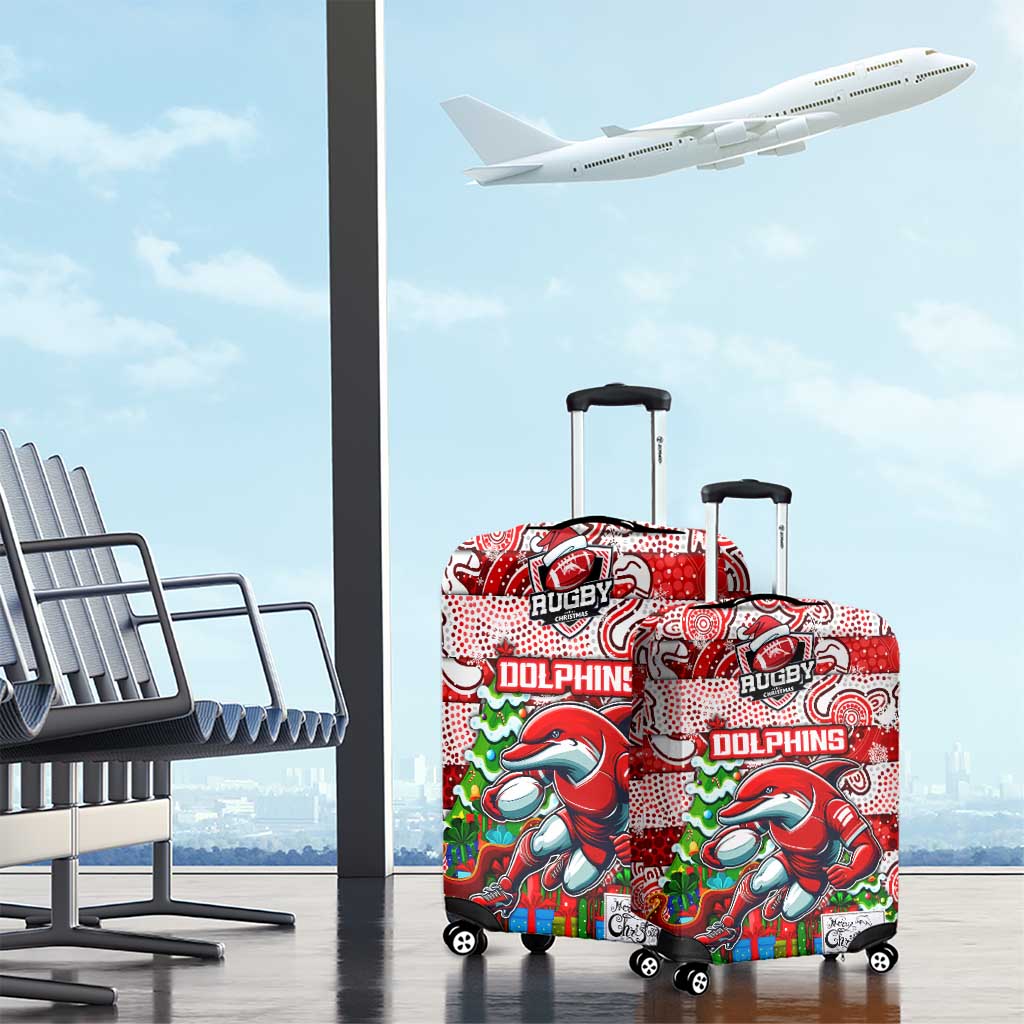 Dolphins Rugby Merry Christmas Luggage Cover Indigenous Australian Art