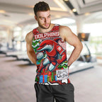 Custom Dolphins Rugby Merry Christmas Men Tank Top Indigenous Australian Art