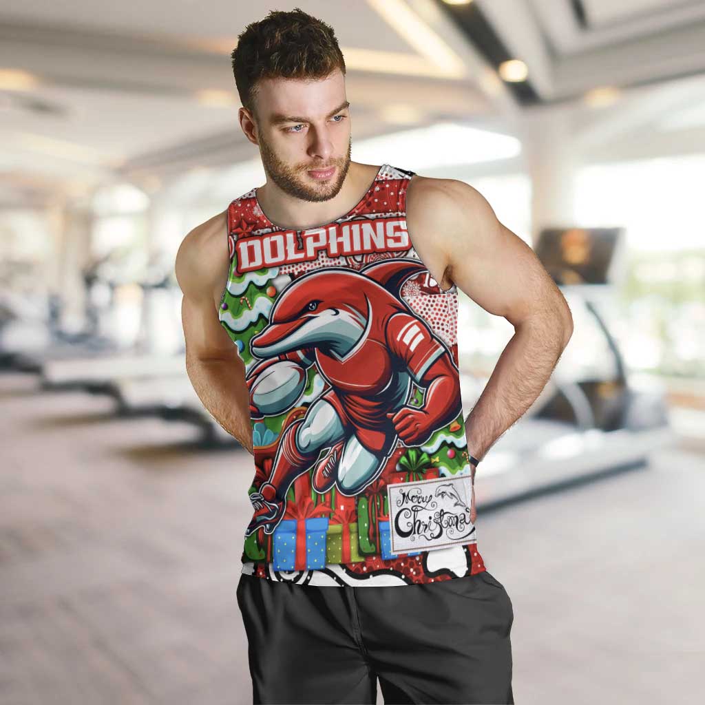 Custom Dolphins Rugby Merry Christmas Men Tank Top Indigenous Australian Art