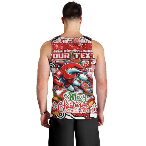 Custom Dolphins Rugby Merry Christmas Men Tank Top Indigenous Australian Art