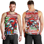Custom Dolphins Rugby Merry Christmas Men Tank Top Indigenous Australian Art