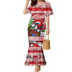 Custom Dolphins Rugby Merry Christmas Mermaid Dress Indigenous Australian Art