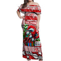 Custom Dolphins Rugby Merry Christmas Off Shoulder Maxi Dress Indigenous Australian Art