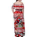 Custom Dolphins Rugby Merry Christmas Off Shoulder Maxi Dress Indigenous Australian Art