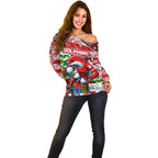 Custom Dolphins Rugby Merry Christmas Off Shoulder Sweater Indigenous Australian Art