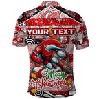 Custom Dolphins Rugby Merry Christmas Polo Shirt Indigenous Australian Art