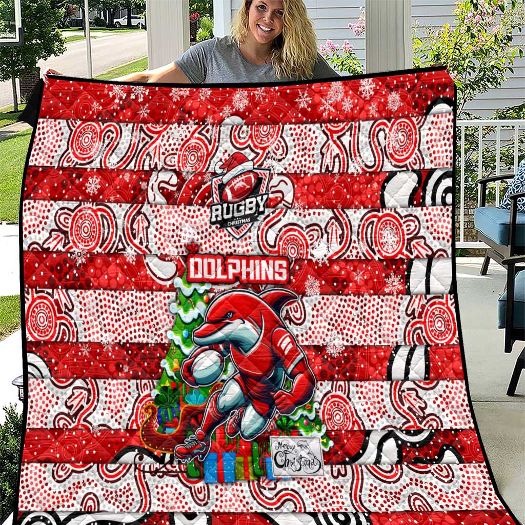 Dolphins Rugby Merry Christmas Quilt Indigenous Australian Art