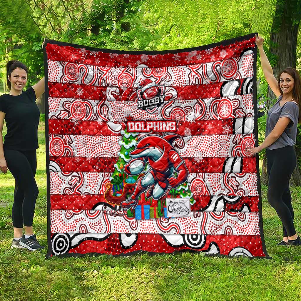 Dolphins Rugby Merry Christmas Quilt Indigenous Australian Art