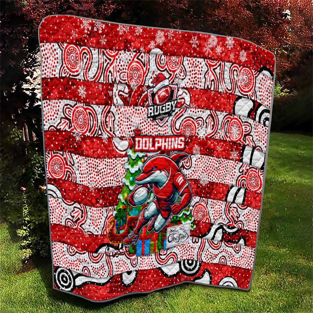 Dolphins Rugby Merry Christmas Quilt Indigenous Australian Art