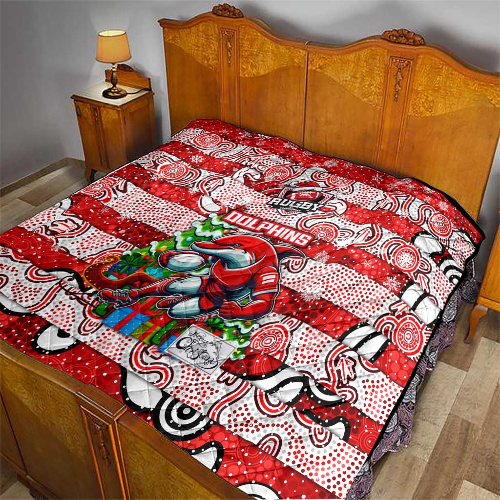 Dolphins Rugby Merry Christmas Quilt Indigenous Australian Art