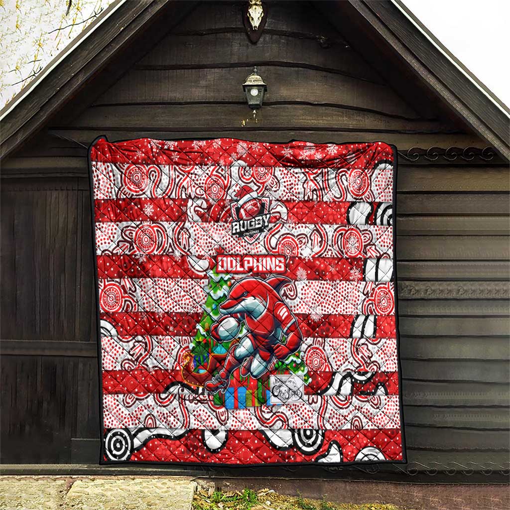 Dolphins Rugby Merry Christmas Quilt Indigenous Australian Art