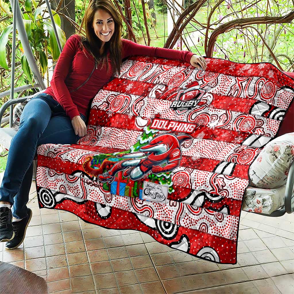 Dolphins Rugby Merry Christmas Quilt Indigenous Australian Art