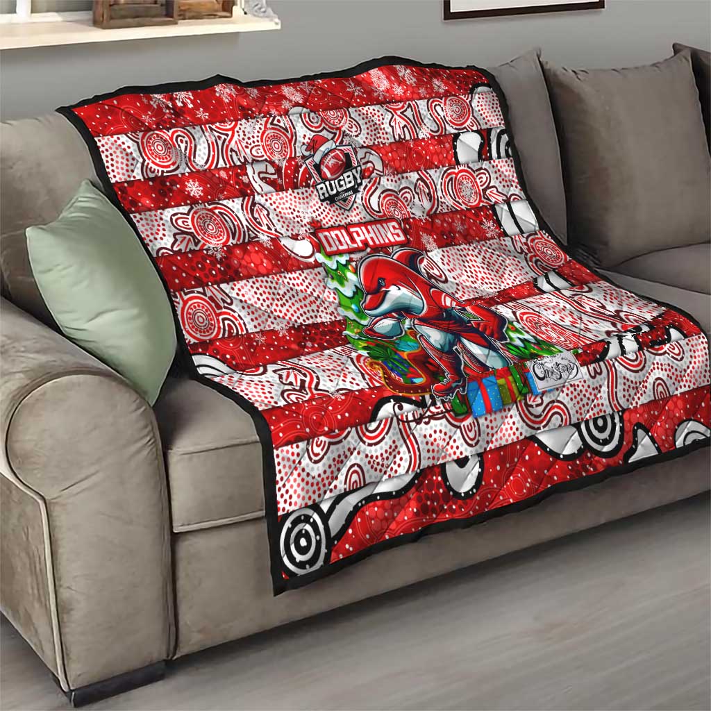 Dolphins Rugby Merry Christmas Quilt Indigenous Australian Art