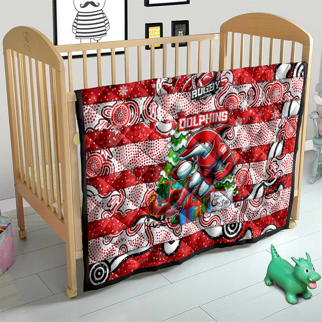 Dolphins Rugby Merry Christmas Quilt Indigenous Australian Art