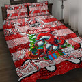 Dolphins Rugby Merry Christmas Quilt Bed Set Indigenous Australian Art