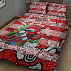 Dolphins Rugby Merry Christmas Quilt Bed Set Indigenous Australian Art
