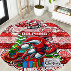 Dolphins Rugby Merry Christmas Round Carpet Indigenous Australian Art