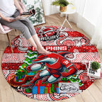 Dolphins Rugby Merry Christmas Round Carpet Indigenous Australian Art