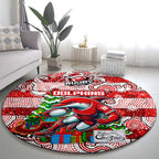 Dolphins Rugby Merry Christmas Round Carpet Indigenous Australian Art
