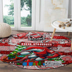 Dolphins Rugby Merry Christmas Round Carpet Indigenous Australian Art