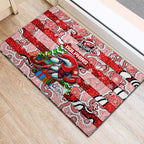 Dolphins Rugby Merry Christmas Rubber Doormat Indigenous Australian Art