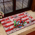 Dolphins Rugby Merry Christmas Rubber Doormat Indigenous Australian Art