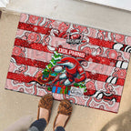 Dolphins Rugby Merry Christmas Rubber Doormat Indigenous Australian Art