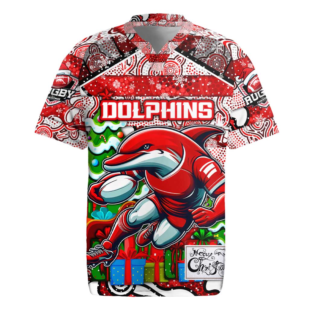 Custom Dolphins Rugby Merry Christmas Rugby Jersey Indigenous Australian Art