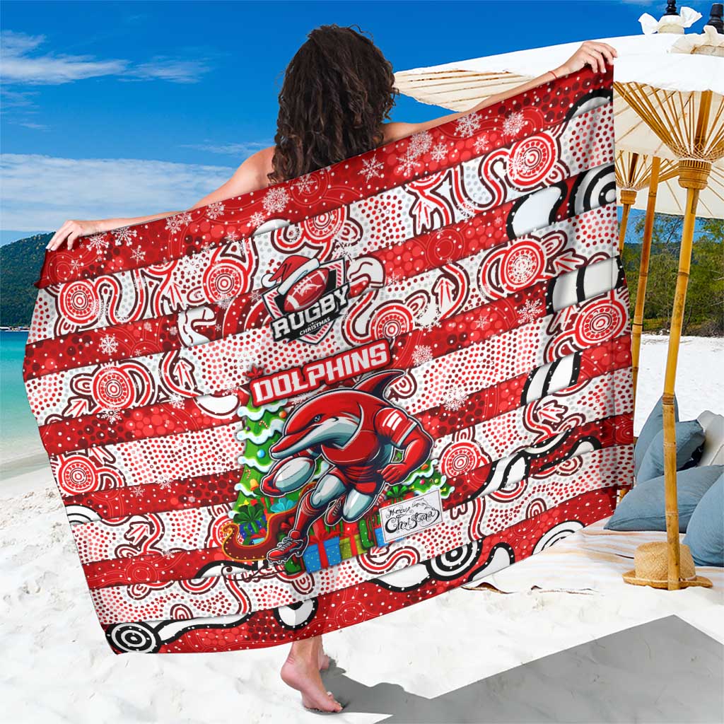 Dolphins Rugby Merry Christmas Sarong Indigenous Australian Art