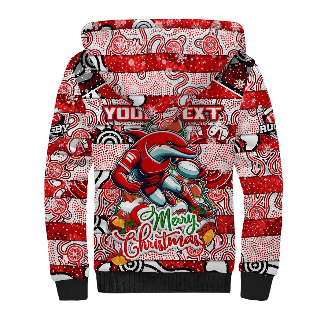 Custom Dolphins Rugby Merry Christmas Sherpa Hoodie Indigenous Australian Art