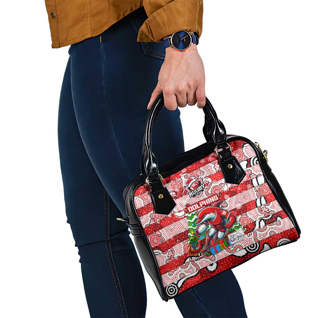 Dolphins Rugby Merry Christmas Shoulder Handbag Indigenous Australian Art