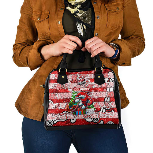 Dolphins Rugby Merry Christmas Shoulder Handbag Indigenous Australian Art