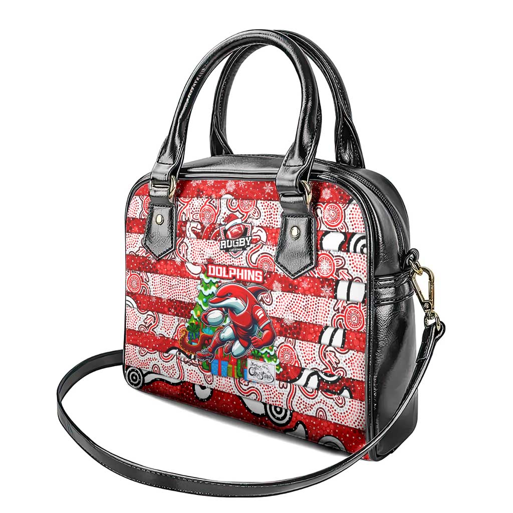 Dolphins Rugby Merry Christmas Shoulder Handbag Indigenous Australian Art
